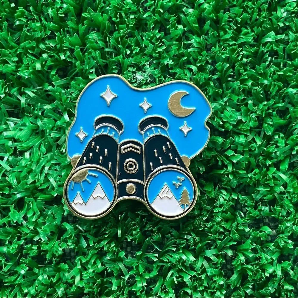 Camping Binoculars Enamel Pin/ Brooch Lapel